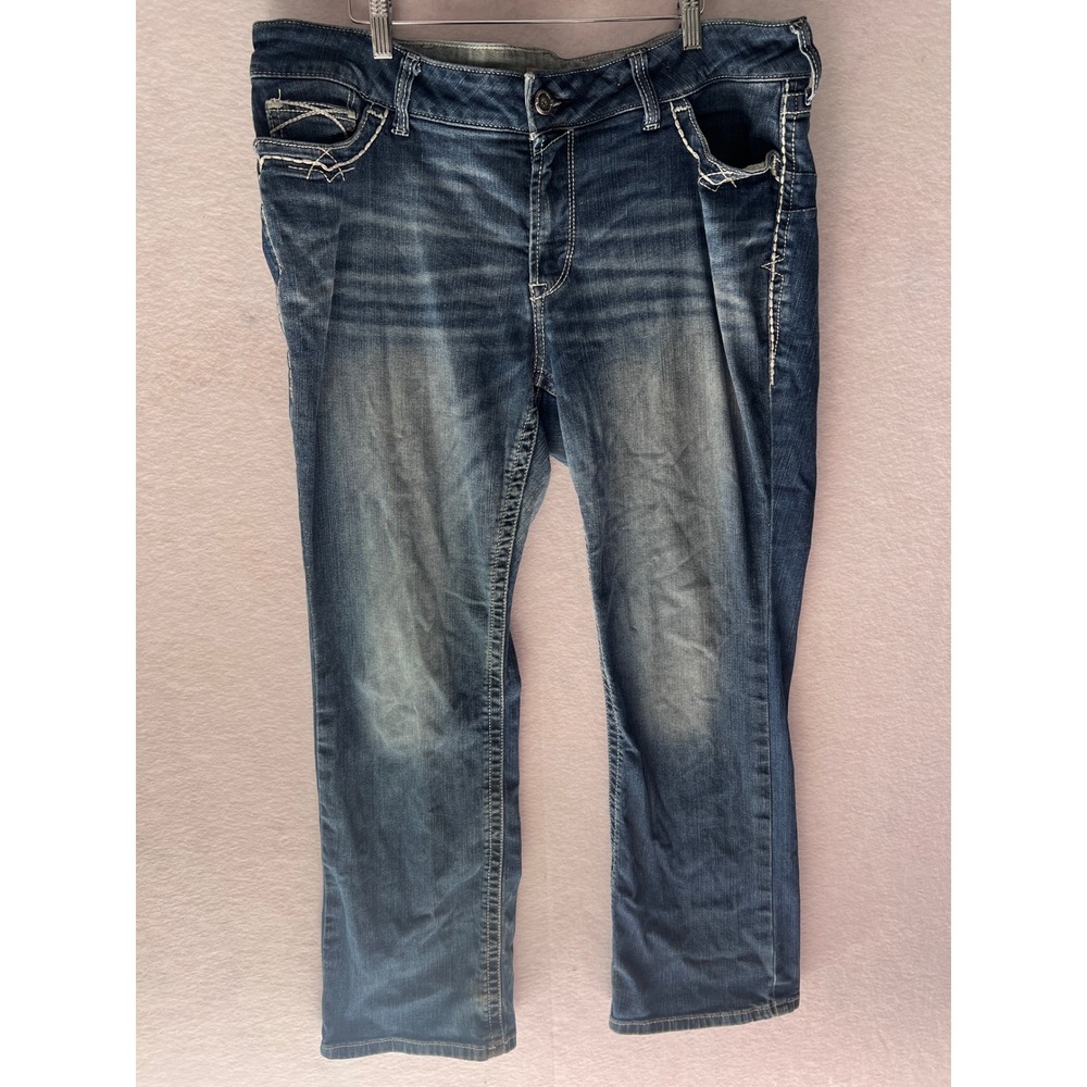 Ariat REAL Denim Womens 20WR Bootcut Jeans Dark Wash Embroidered Pockets 20W R
